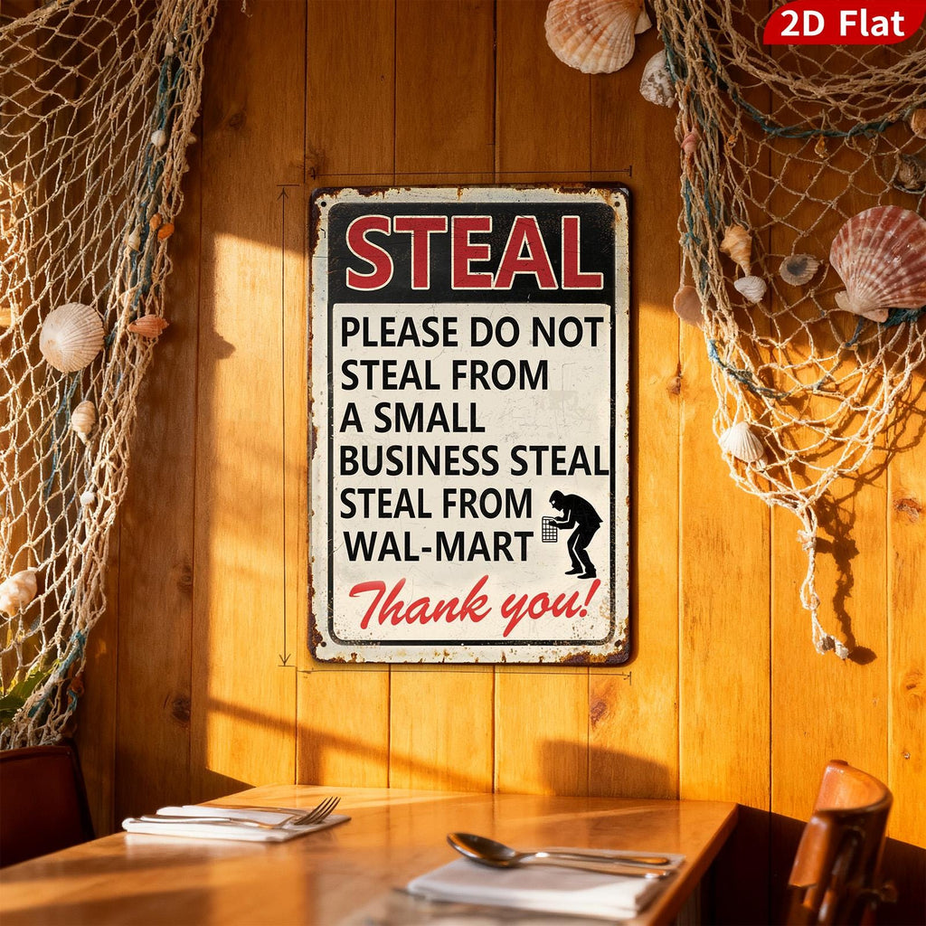 Funny Stealing Metal Sign - Home, Garage, Store Decor