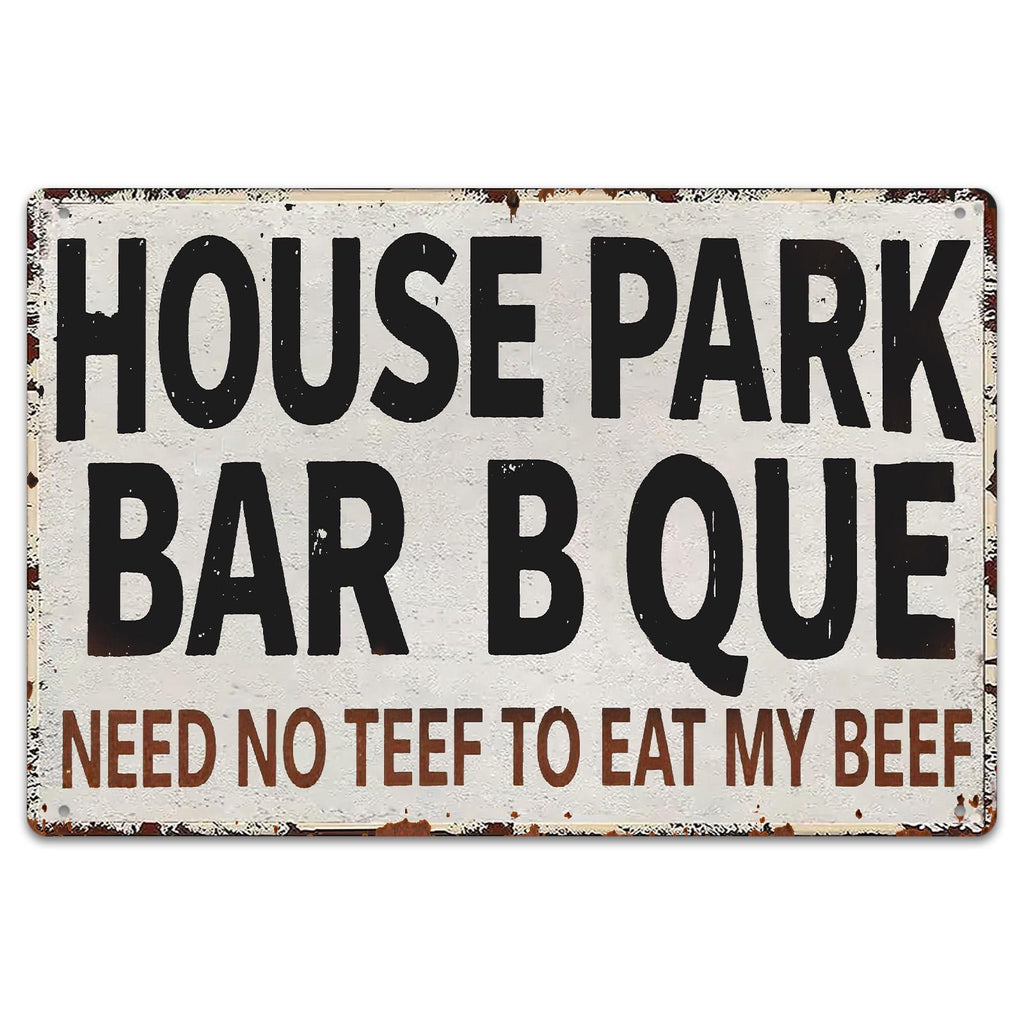 Funny BBQ Metal Sign, Rustic Kitchen & Bar Decor