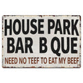 Funny BBQ Metal Sign, Rustic Kitchen & Bar Decor