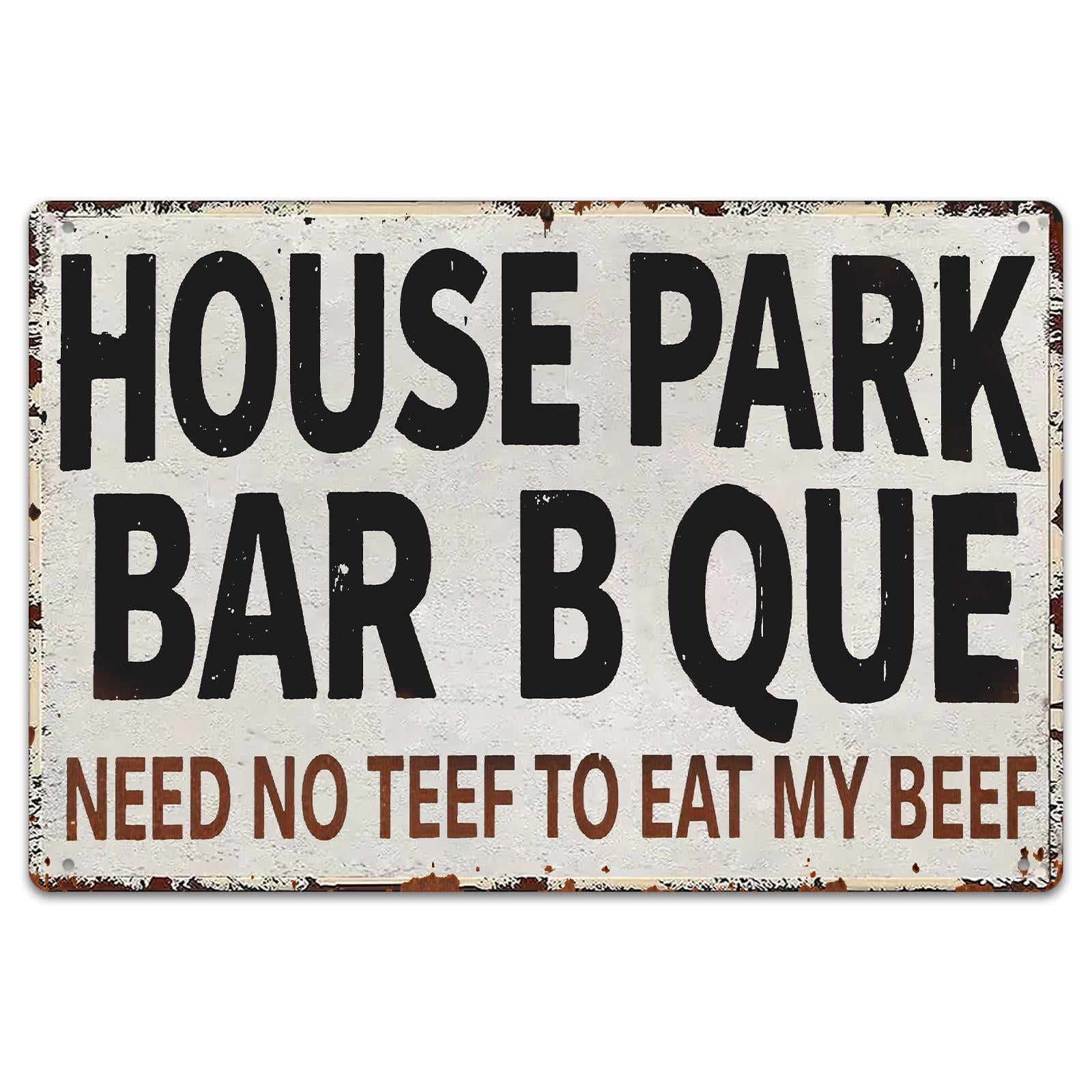 Funny BBQ Metal Sign, Rustic Kitchen & Bar Decor