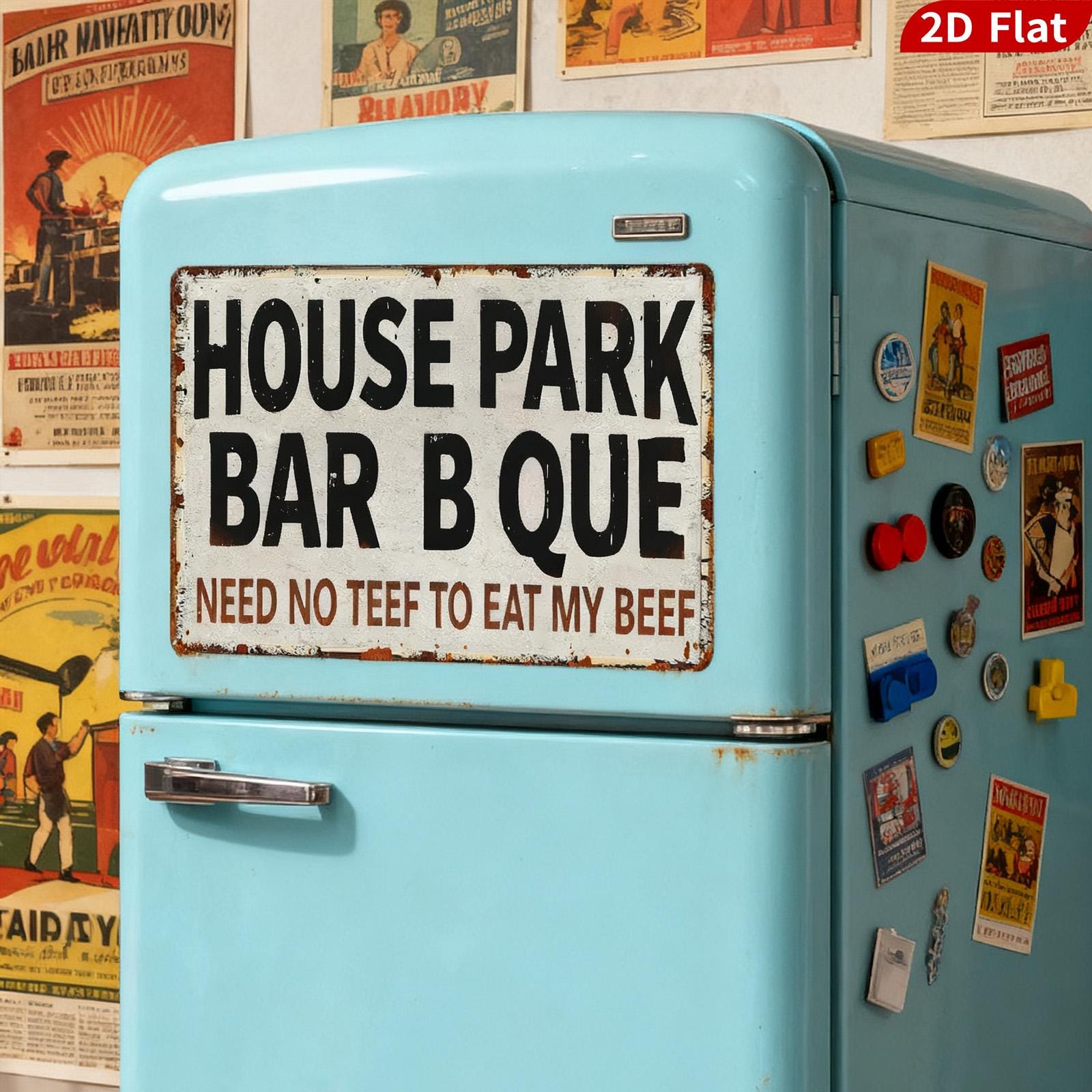 Funny BBQ Metal Sign, Rustic Kitchen & Bar Decor