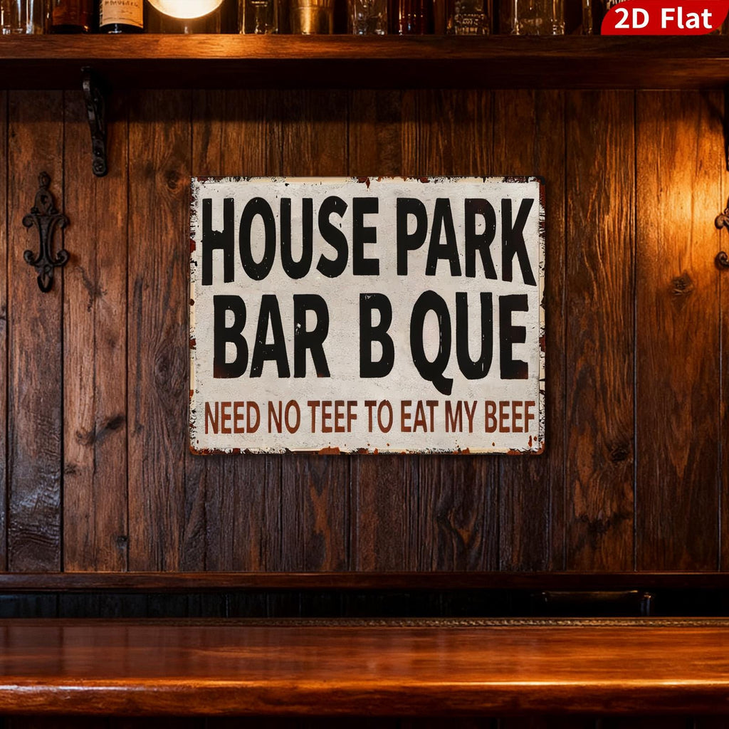 Funny BBQ Metal Sign, Rustic Kitchen & Bar Decor
