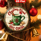 Enseigne Métal Cacao Chaud Mélange de Noël | Décoration Murale Ronde Vintage pour Cuisine & Ambiance Festive