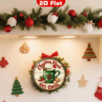 Enseigne Métal Cacao Chaud Mélange de Noël | Décoration Murale Ronde Vintage pour Cuisine & Ambiance Festive