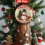 Enseigne Métal Marché de Noël Frosty | Bonhomme de Neige et Chocolat Chaud Plaque Murale Ronde Vintage pour les Fêtes…