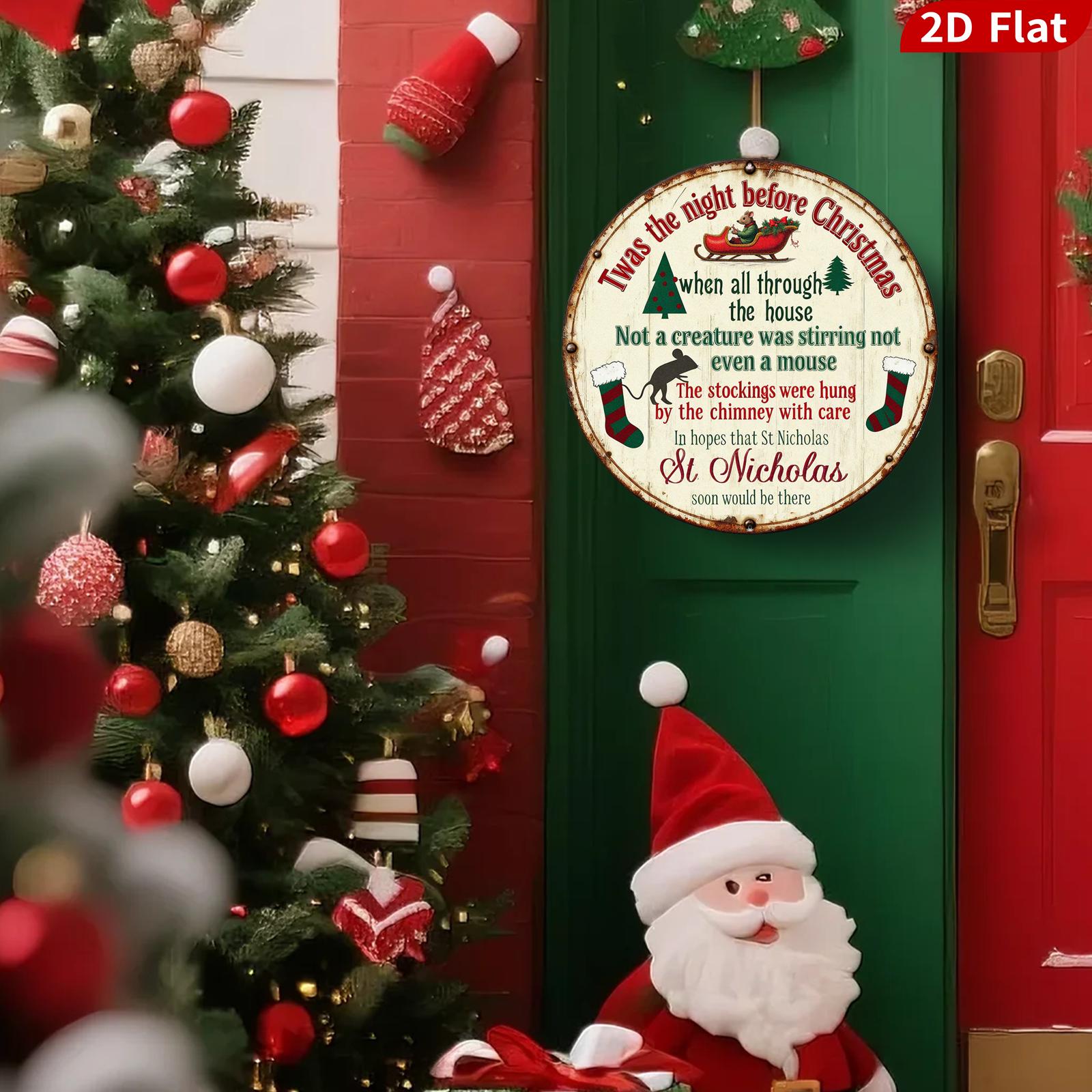 Twas The Night Before Christmas Metal Sign - Vintage Round Poem Wall Art