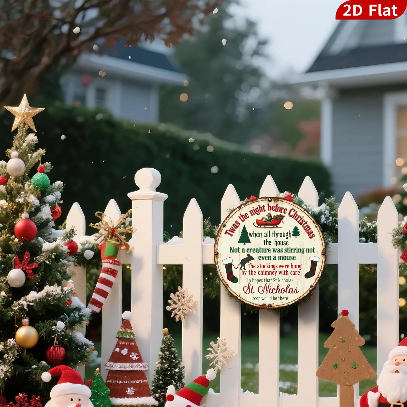 Twas The Night Before Christmas Metal Sign - Vintage Round Poem Wall Art