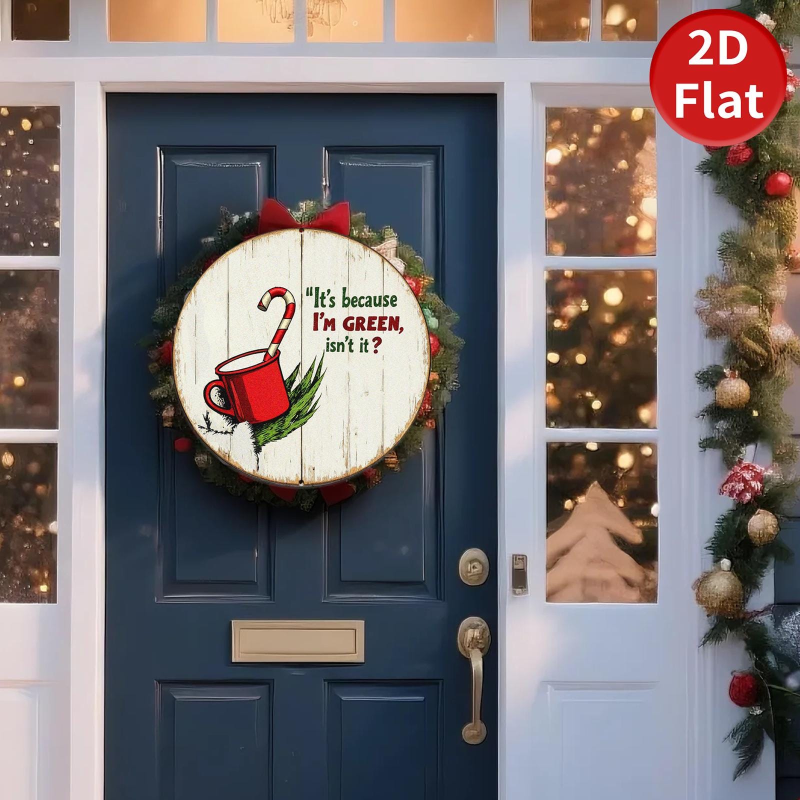 Funny Christmas Metal Sign – Grinch I'm Green, Rustic Holiday Decor