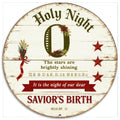 Metal Sign Holy Night - Savior's Birth Rustic Round Religious Christmas Wall Decor, Christian Gift