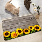 Sunflower Floor Mat - Gray Wood Plank Design, Absorbent Diatomite