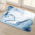 Blue Marble Floor Mat, Abstract Watercolor Absorbent Diatomite Rug