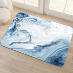 Tapis de sol en marbre bleu, Tapis absorbant en diatomite motif aquarelle abstraite
