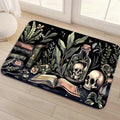 Gothic Skull Botanical Rug: Black Absorbent Diatomite Mat