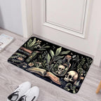 Gotischer Totenkopf Botanischer Teppich | Schwarze, saugfähige Kieselalgen-Matte