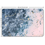 Blue and Pink Marble Bath Mat with Gold Accent - Non-Slip Diatomite Rug