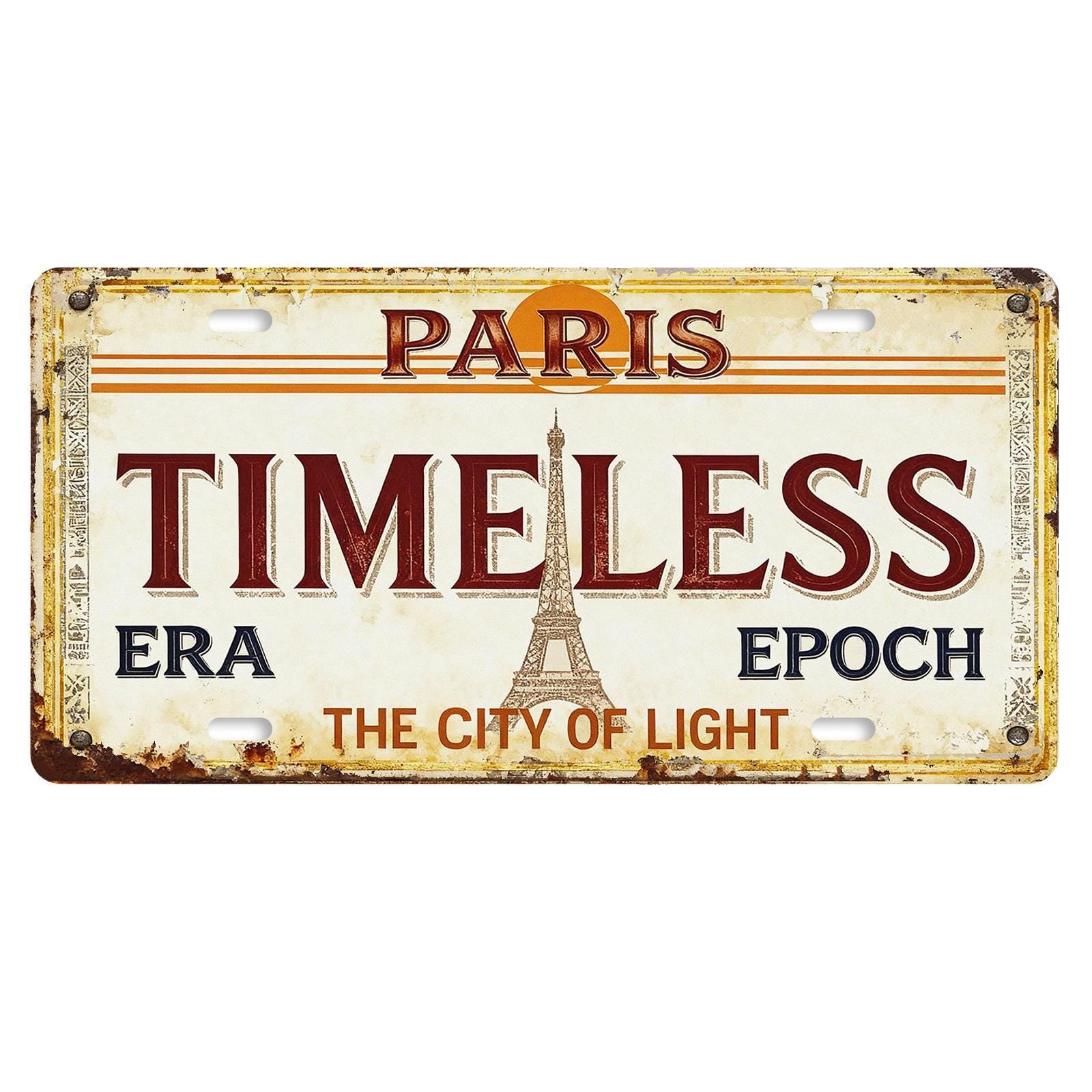 Vintage Style Paris Eiffel Tower License Plate Decor