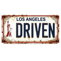 Rustic Metal License Plate Sign: Los Angeles, Statue of Liberty Wall Art