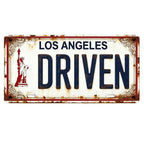 Rustikales Metall-Nummernschild | Los Angeles, Freiheitsstatue Wandkunst