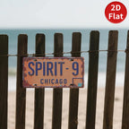 Retro "Spirit-9 Chicago" Nummernschild – Metallschild im Vintage-Stil