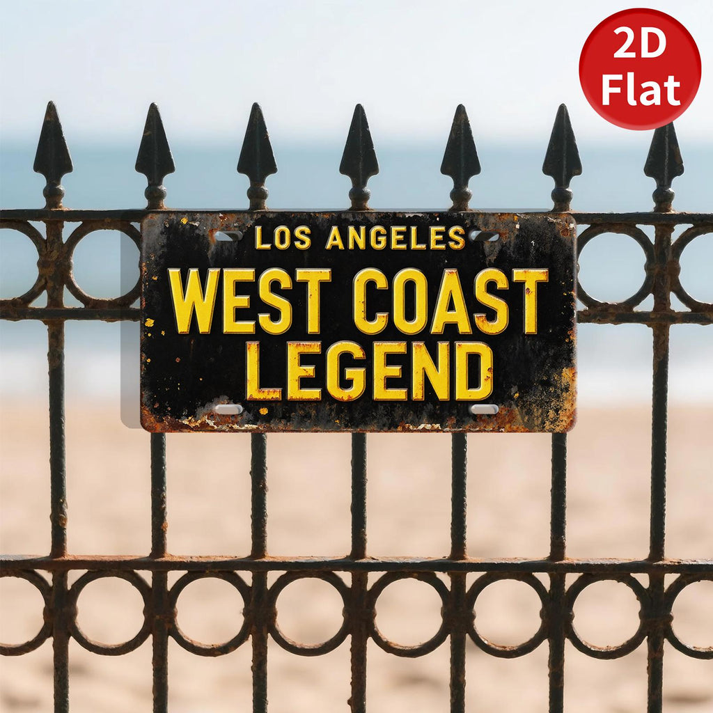Vintage Style Metal Los Angeles License Plate, West Coast Legend Sign