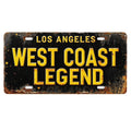 Vintage Style Metal Los Angeles License Plate, West Coast Legend Sign