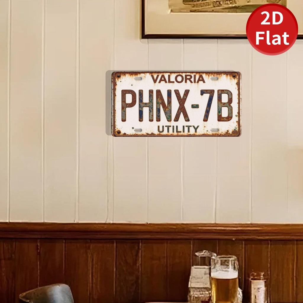 Rustic License Plate Wall Decor, VALORIA PHNX-7B Utility Sign
