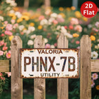 Rustikales Nummernschild als Wanddekoration, VALORIA PHNX-7B Utility Sign