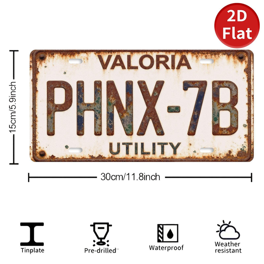 Rustic License Plate Wall Decor, VALORIA PHNX-7B Utility Sign