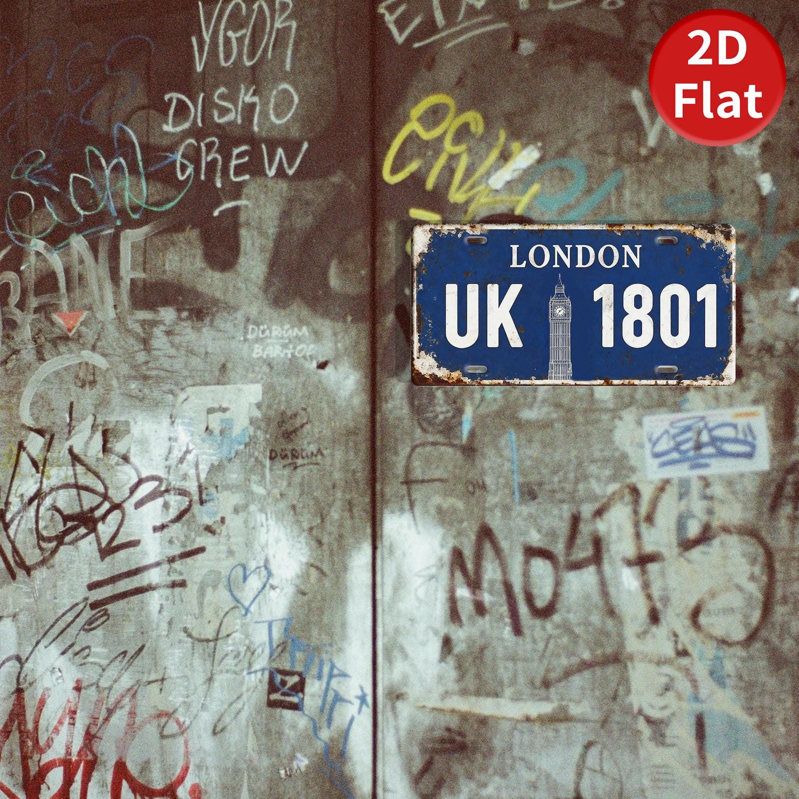 London UK License Plate Sign, Big Ben Vintage Home Decor