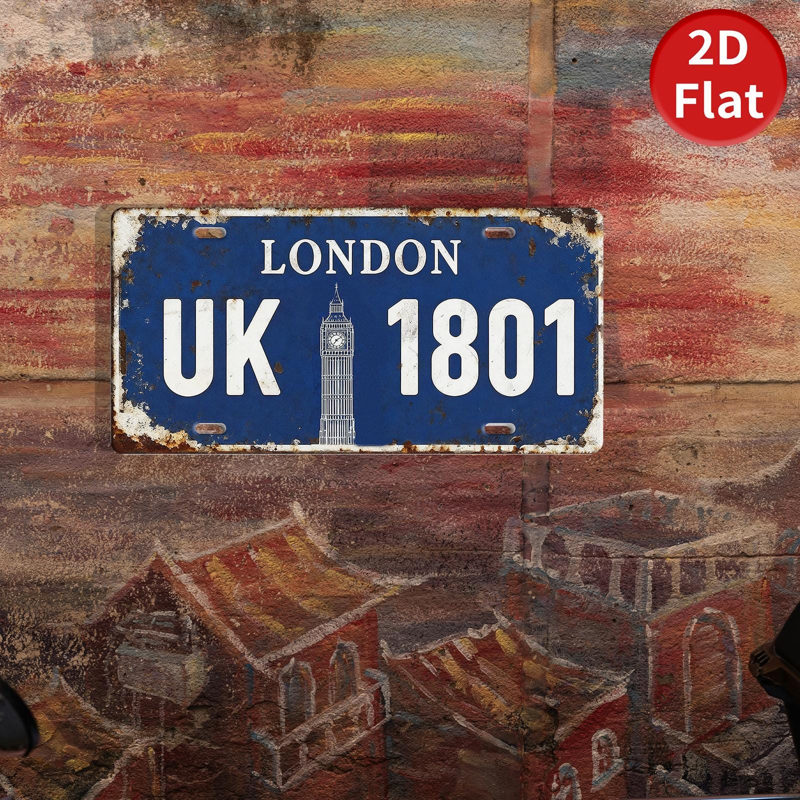 London UK License Plate Sign, Big Ben Vintage Home Decor