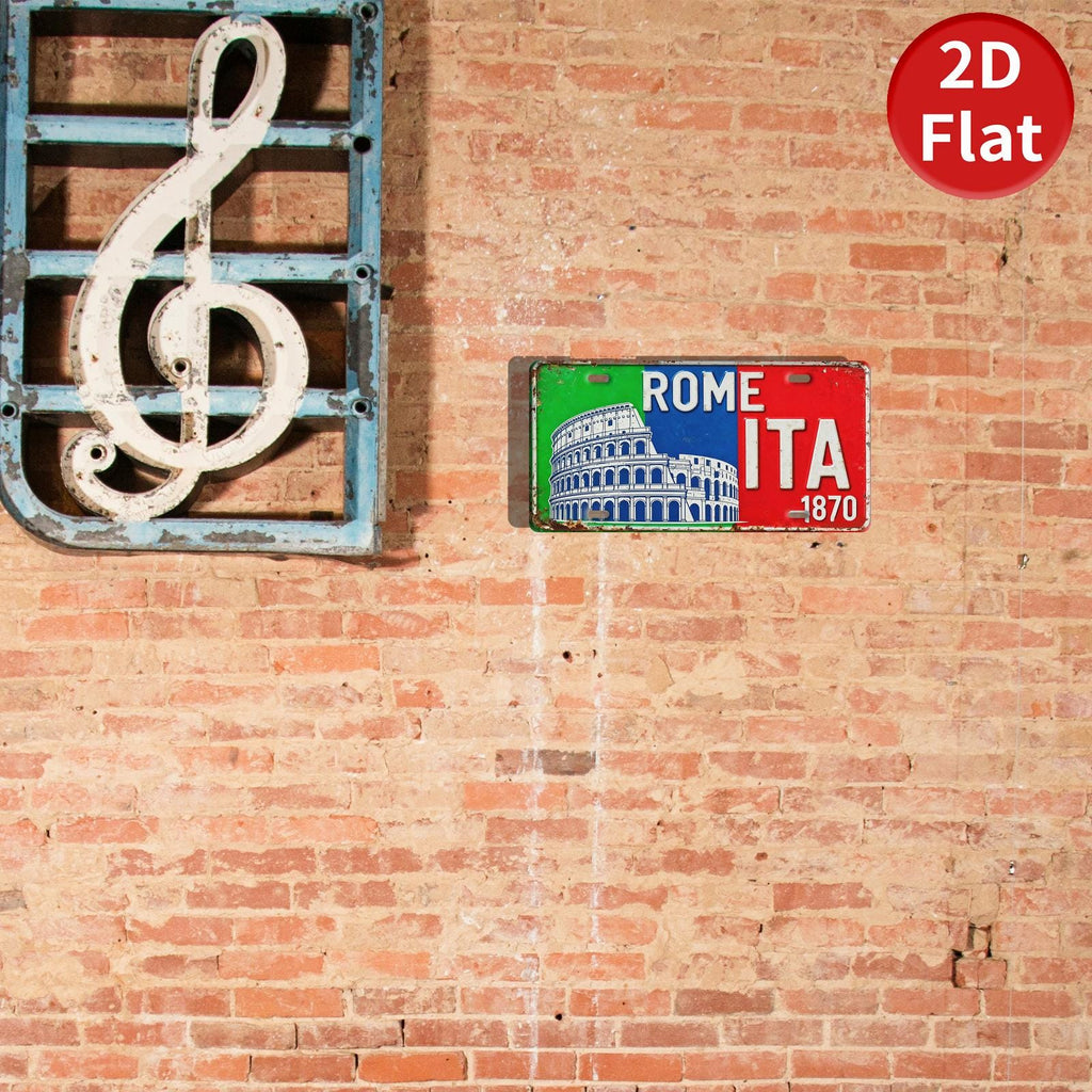 Retro Rome Colosseum Metal License Plate Sign