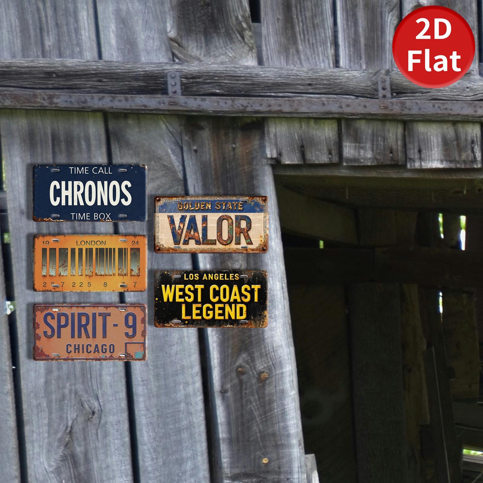 Retro License Plate Style Metal Tin Sign, Garage Wall Decor