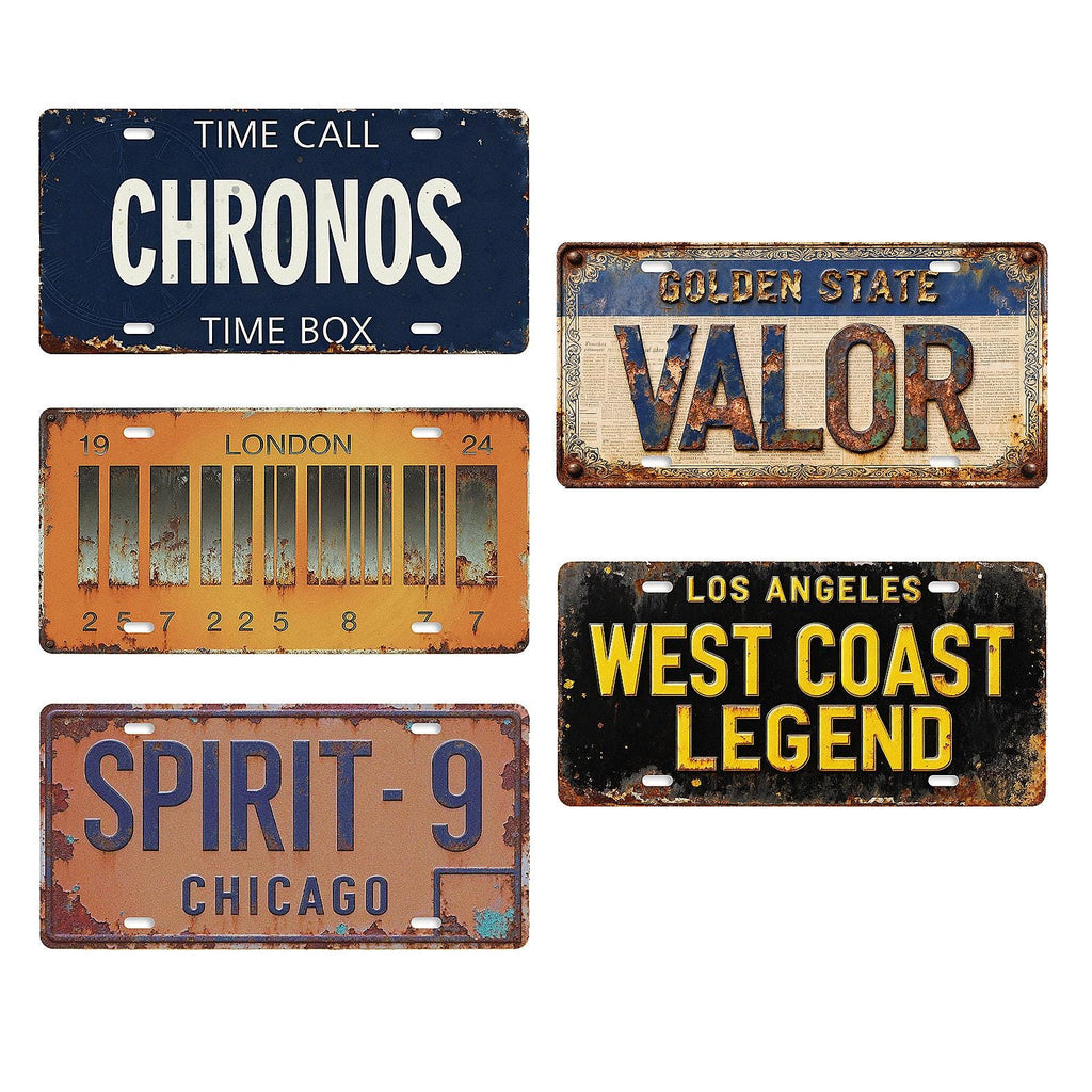 Retro License Plate Style Metal Tin Sign, Garage Wall Decor