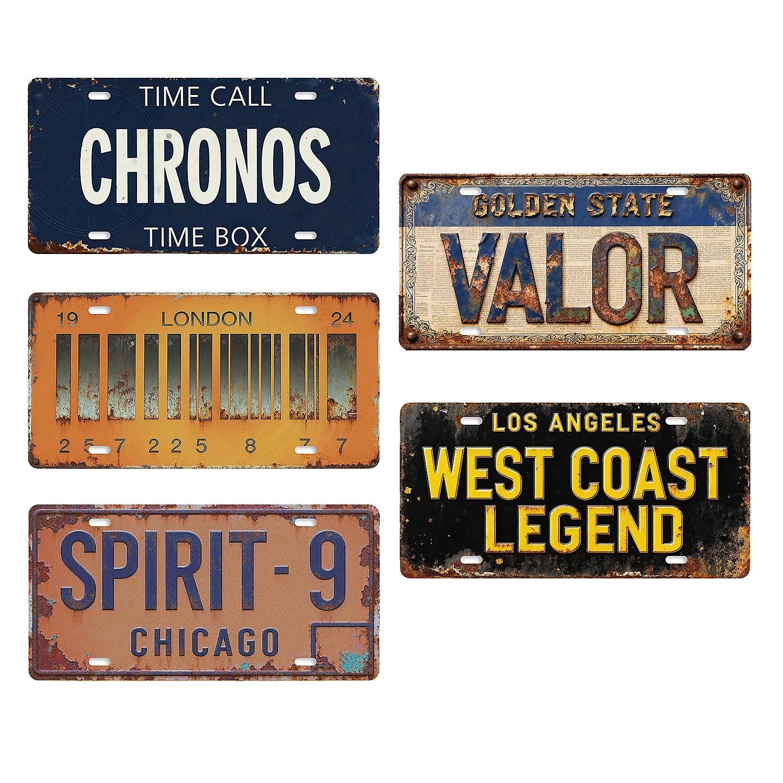 Retro License Plate Style Metal Tin Sign, Garage Wall Decor