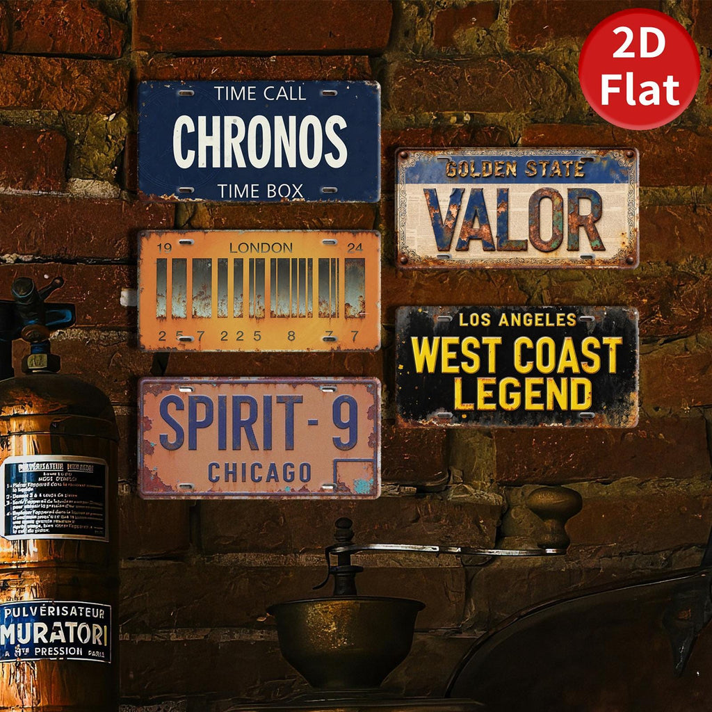 Retro License Plate Style Metal Tin Sign, Garage Wall Decor