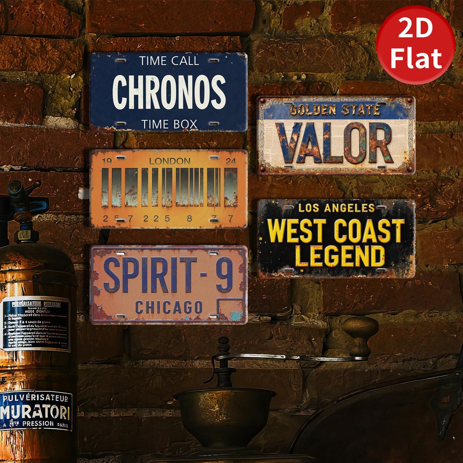 Retro License Plate Style Metal Tin Sign, Garage Wall Decor