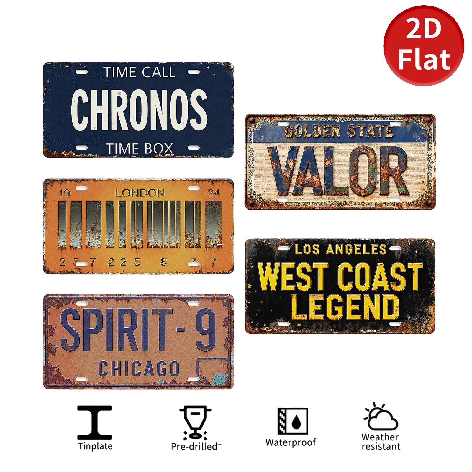 Retro License Plate Style Metal Tin Sign, Garage Wall Decor