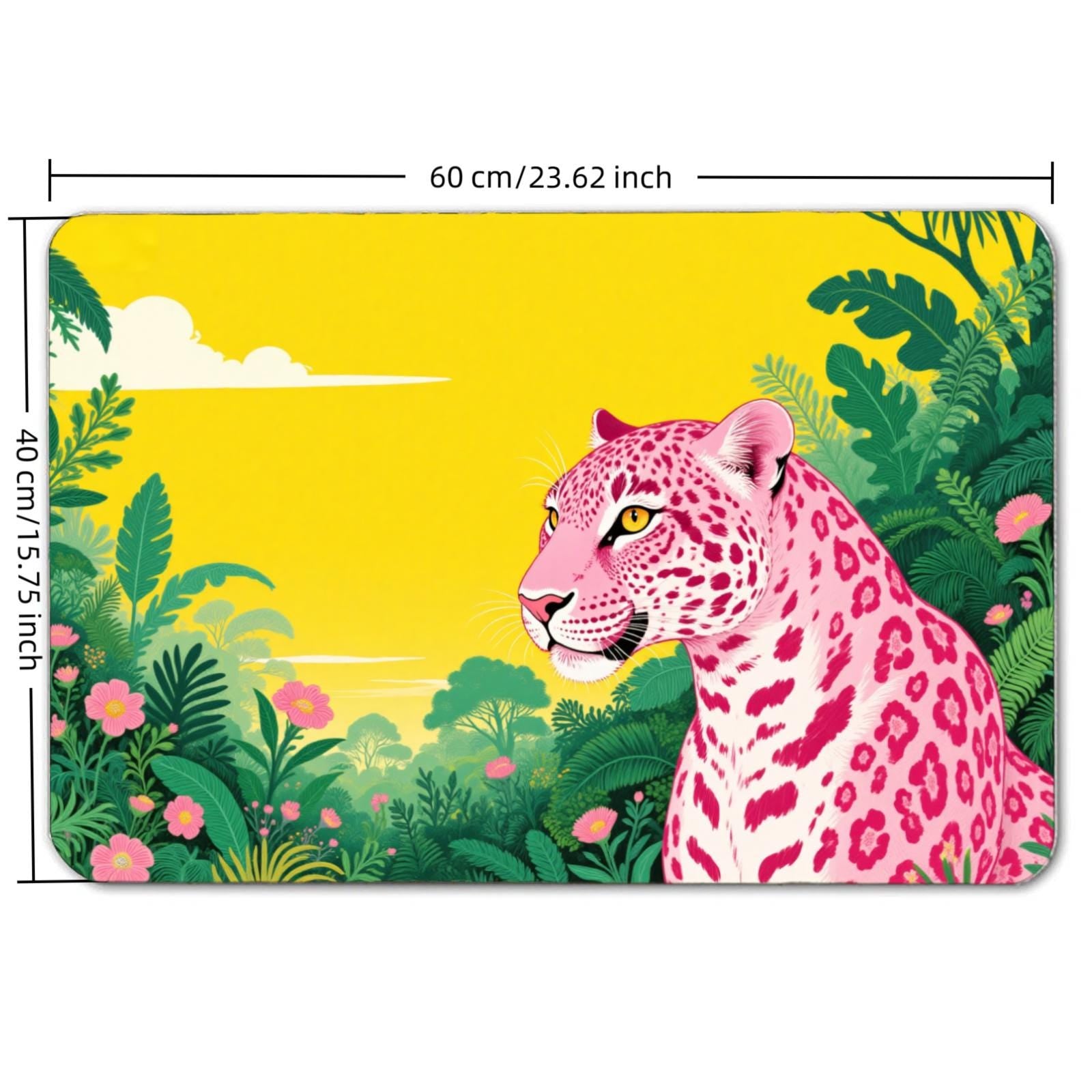 Pink Leopard Jungle Door Mat | Tropical Floral Non-Slip Rug