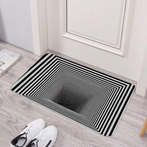 3D Hole Optical Illusion Floor Mat – Geometric Entryway Rug