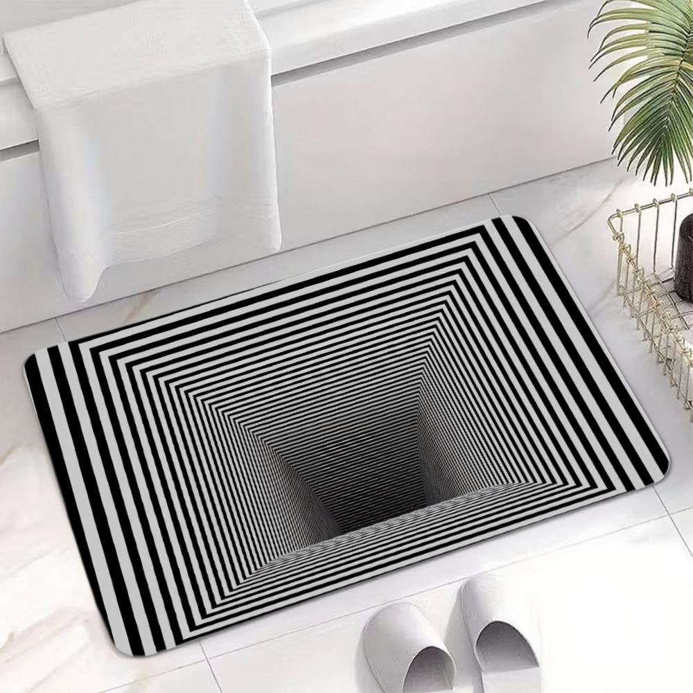 3D Hole Optical Illusion Floor Mat – Geometric Entryway Rug