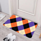 Lila & orangefarbene Argyle-Fußmatte | Moderner, rutschfester Teppich