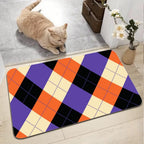Lila & orangefarbene Argyle-Fußmatte | Moderner, rutschfester Teppich
