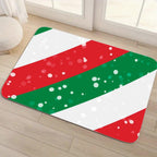 Tapis de sol Noël Rayures Bonbon | Tapis de Noël rouge et vert, antidérapant