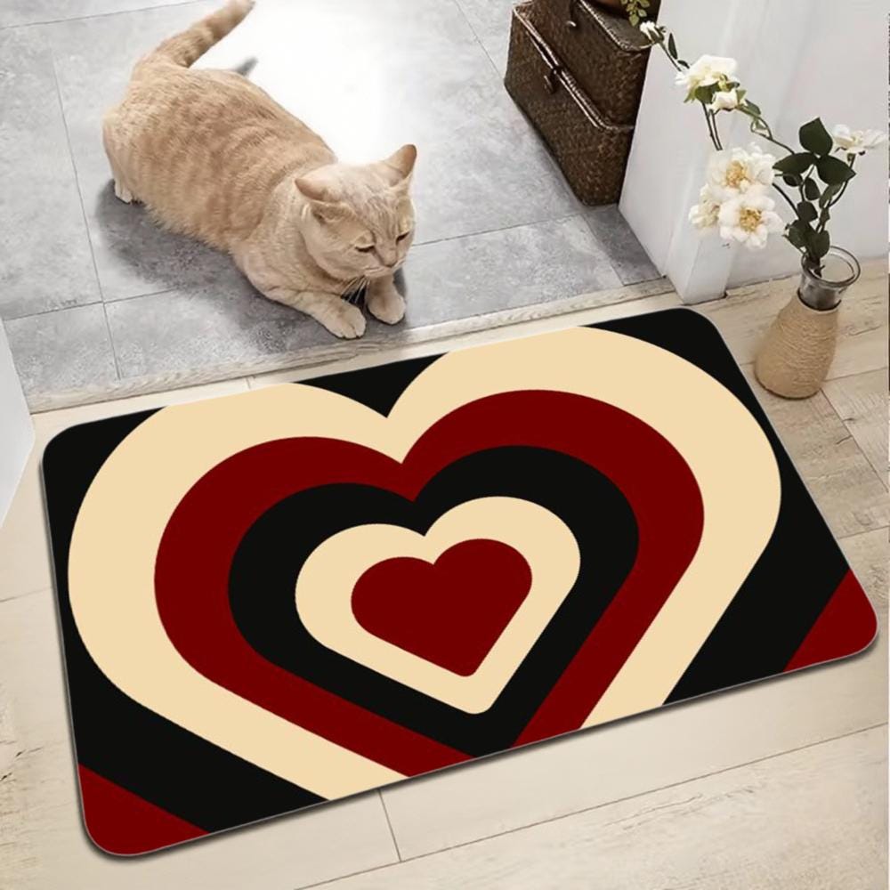 Retro Layered Heart Floor Mat – Non-Slip Diatom Mud Rug
