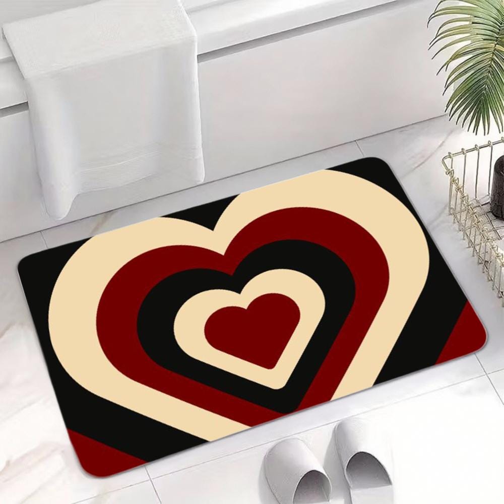 Retro Layered Heart Floor Mat – Non-Slip Diatom Mud Rug