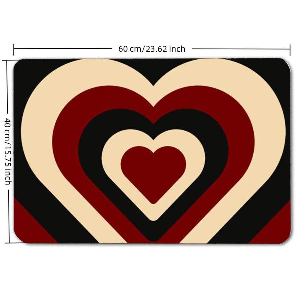 Retro Layered Heart Floor Mat – Non-Slip Diatom Mud Rug