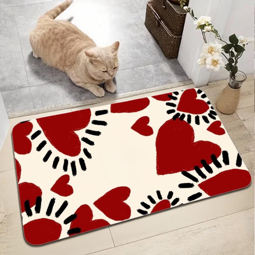 Tapis de sol Rétro Cœur Rouge | Paillasson antidérapant (60x40cm)