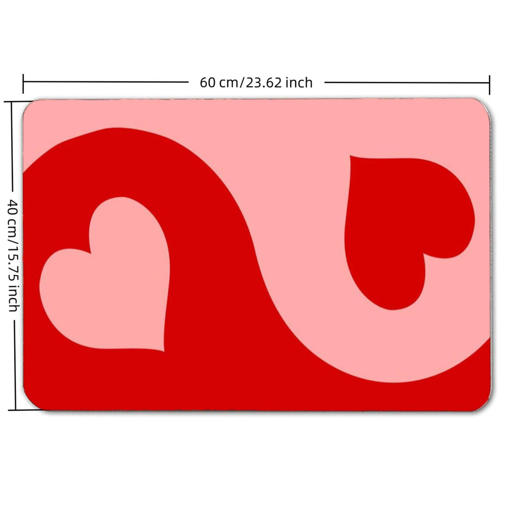 Heart Doormat – Pink & Red Absorbent Entryway Rug (60x40cm)