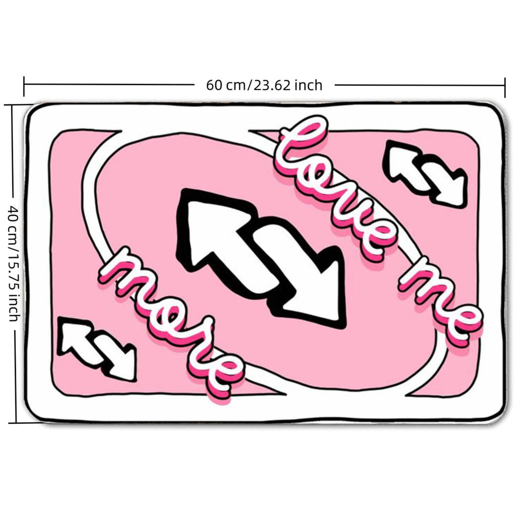 Pink 'Love Me' Graphic Floor Mat – Non-Slip Entryway Rug