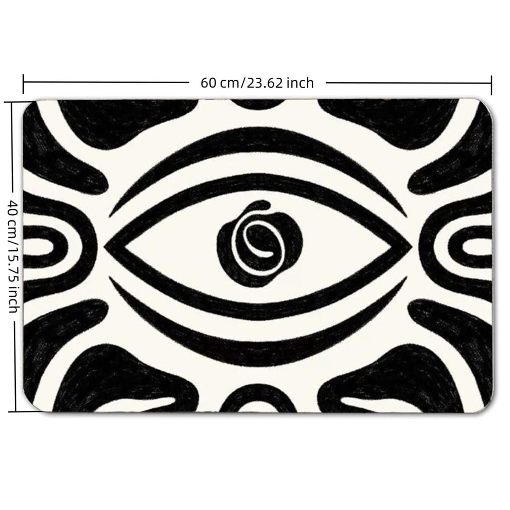 Abstract Eye Floor Mat – Black and White Boho Decor Rug